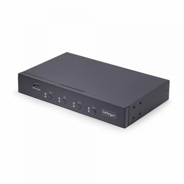 StarTech.com Switch KM a 4 porte con commutazione del mouse, switcher USB per tastiera/mouse, audio 3,5 mm/USB, Condivisione periferiche tra 4 PC, conforme a TAA (4-PORT KEYBOARD/MOUSE SWITCH - - MOU