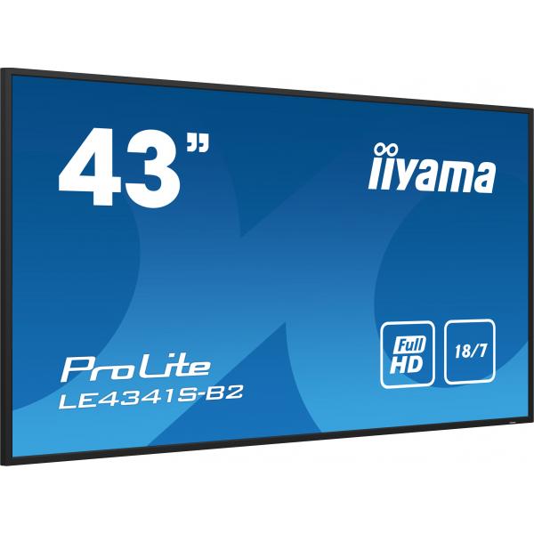 iiyama PROLITE LE4341S-B2 Pannello piatto per segnaletica digitale 108 cm [42.5] LCD 350 cd/m² Full HD Nero 18/7 (iiyama LE4341S-B2 Signage Display)