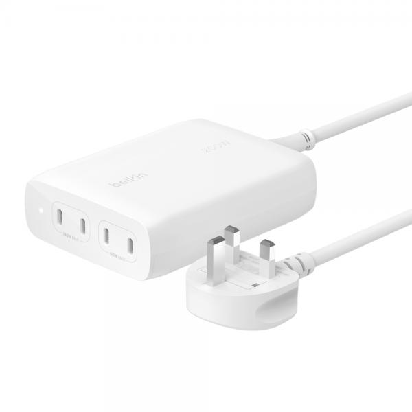 Belkin WCH015MYWH Caricabatterie per dispositivi mobili Universale Bianco AC Ricarica rapida Interno (PRO 4-PORT USB-C GAN CHARGER 200W)