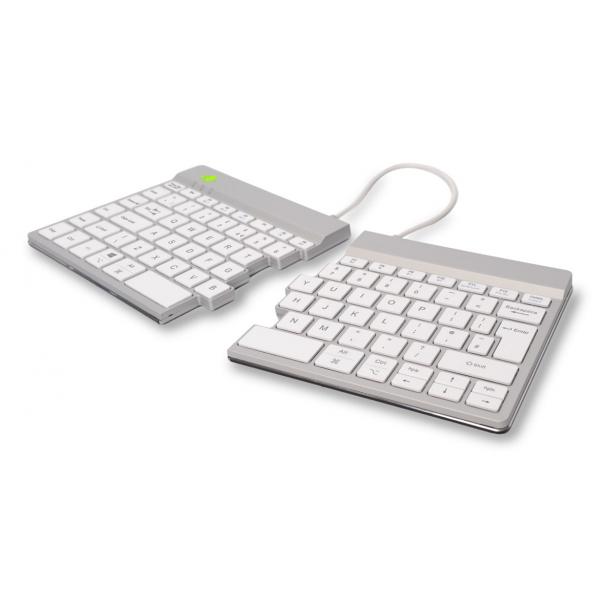 R-Go Tools Tastiera ergonomica R-Go Split Break con software di interruzione, tastiera split, QWERTY [UK], Bluetooth, bianco (Ergonomic keyboard R-Go Split Break with break so) - Versione UK