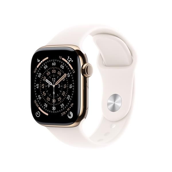 Apple Watch Series 11 GPS + Cellular 42mm Cassa Titanio Oro con Band Rosa Fard - S/M (Apple Watch 11 42 Gd Ti Lb Sb Sm Cel)