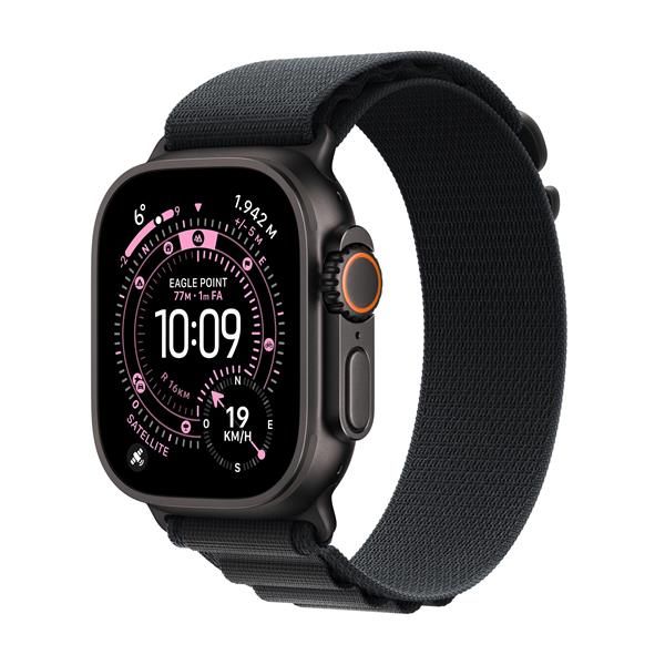 Apple Watch Ultra 3 GPS + Cellular 49mm Cassa Titanio Nero con Alpine Loop Nero- Medium (Apple Watch Ultra3 49 Bk Ti Bk Alp M)