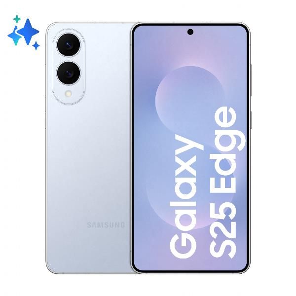 Samsung Galaxy S25 Edge, Smartphone AI, Display 6.7'' QHD+ Dynamic AMOLED 2X, Fotocamera 200MP, RAM 12GB, 256GB, 3.900 mAh, Titanium Icyblue (Samsung Galaxy S25 Edge 5G 12/256GB Du)