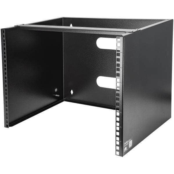 StarTech.com Staffa Rack 19 8U a Parete - Profondità 35 cm Profilo Basso - Rack 19 pollici per Switch, Patch Panel, Server e Dispositivi IT - Portata 36 Kg - Nero (WALL MOUNT PATCH PANEL BRACKET - 8U