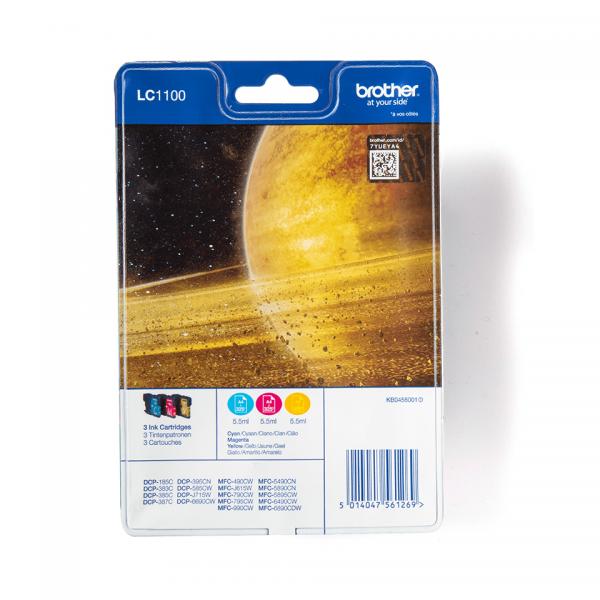 Brother LC1100RBWBP cartuccia d'inchiostro 3 pz Originale Ciano, Magenta, Giallo (Brother LC1100RBWBP - gul, cyan, magen)