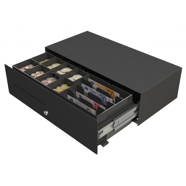 apg Solutions Micro – A (Micro Slide-Out Cash Drawer - Black, 453x224x130 - 3m RJ11 cable, H/W 24v, 75 RAN - Warranty: 12M)