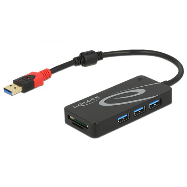 DeLOCK HUB USB 3.0 3 Port extern + 2 x SD Slo USB 3.2 Gen 1 [3.1 Gen 1] Type-A Nero (Delock - hub - 3 porte)