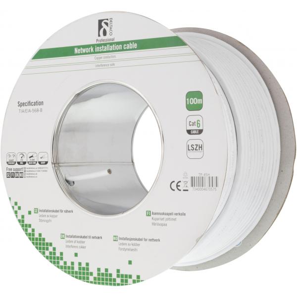 Deltaco TP-45H cavo di rete Bianco 100 m Cat6 U/UTP [UTP] (DELTACO TP-45H - bulkkabel - 100 m - h)