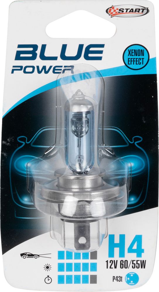 H4 Blue Power Lampadina Alogena per luci auto 12V 55W P43t