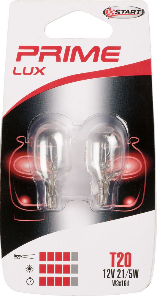 T20 Coppia di Lampadine in vetro biluce per luci auto 12V 21/5W W3x16d