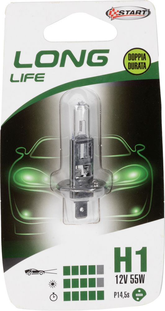 H1 Long Life Lampadina Singola per luci auto 12V 55W P14,5s