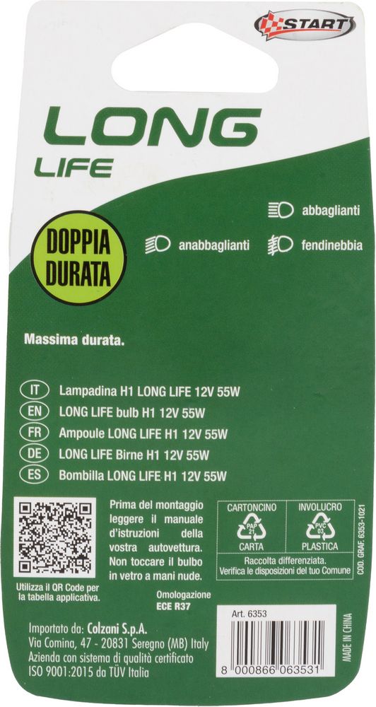 H1 Long Life Lampadina Singola per luci auto 12V 55W P14,5s - Image 3