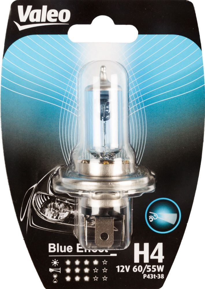 H4 lampada singola auto 12V 60/55W Blue effect attacco P43t-38
