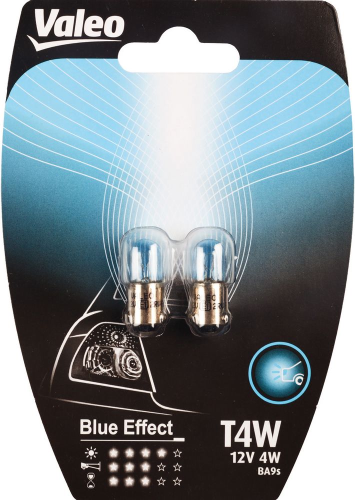 T4W coppia lampade auto 12V 4W Blue effect attacco BA9s