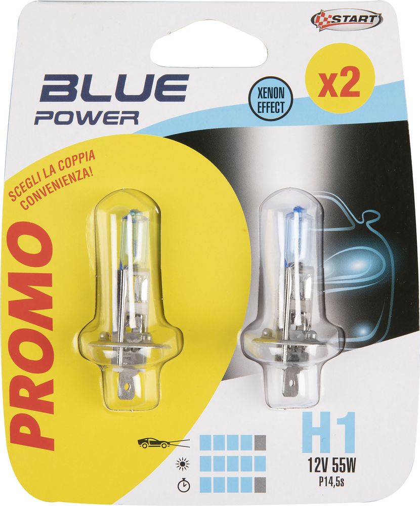 Coppia di lampadine Alogena H1 Blue Power 12V 55W P14,5s