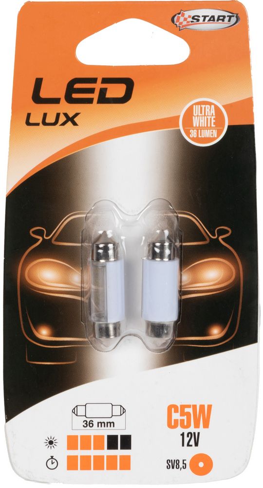 C10W Coppia di Lampadine 8 Led Siluro per luci auto 12V 10W SV8,5