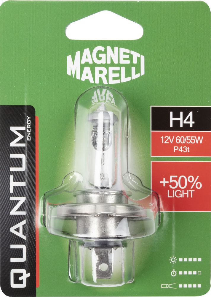 Magneti Marelli H4 lampadina singola auto +50% light 12V 60/55W attacco P43t