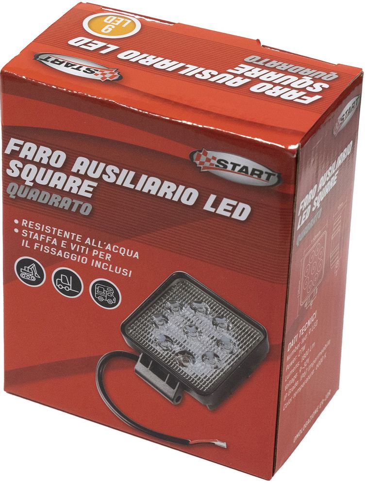Faro ausiliario 9 led quadrato auto nero, indicatore fuori strada - Image 5