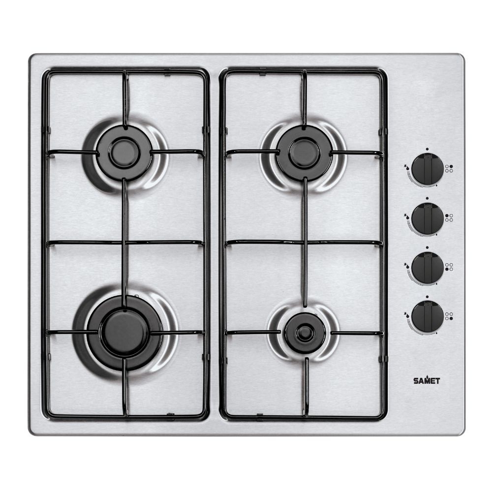 Piano cottura Samet Ariane2025 a gas 4 fuochi con manopole laterali inox