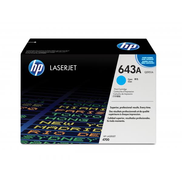 HP Cartuccia Toner originale ciano LaserJet 643A (Toner Cyan Color 4700 - Pages 10.000 - Warranty: 12M)