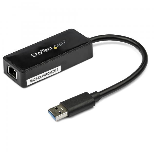 StarTech.com Adattatore USB 3.0 a Ethernet Gigabit [RJ45] - Scheda di rete NIC esterna con porta USB integrata - Nero (USB TO ETHERNET ADAPTER 3.0 - NETWORK ADAPTER DONGLE USB PORT)