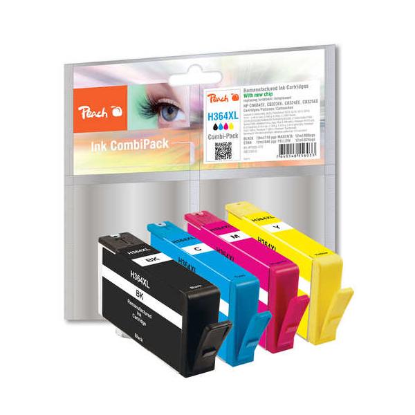 Peach PI300-370 cartuccia d'inchiostro 4 pz Resa elevata [XL] Nero, Ciano, Magenta, Giallo (Peach PI300-370 bl?kpatron 4 stk H?jt)