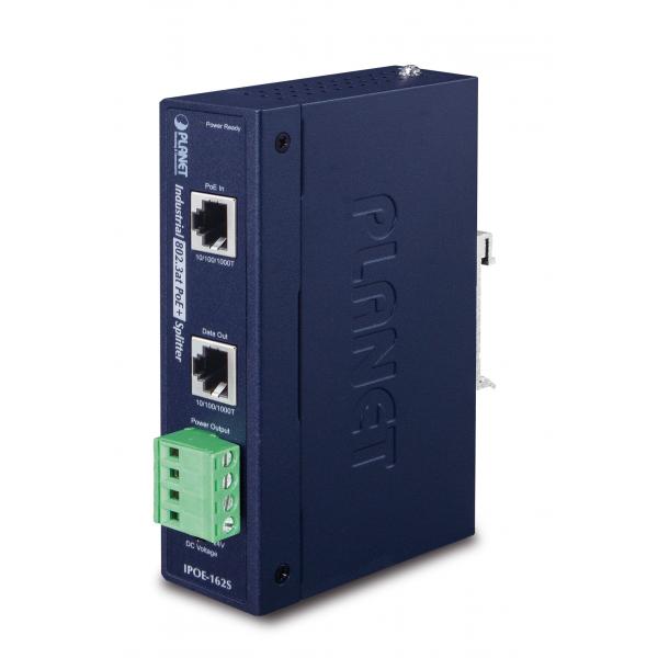 PLANET IPOE-162S divisore di rete Supporto Power over Ethernet [PoE] Blu (IP30, Industrial 802.3at - High Power PoE Splitter - - 12V & 24V [-40 to 75 C] - Warranty: 60M)