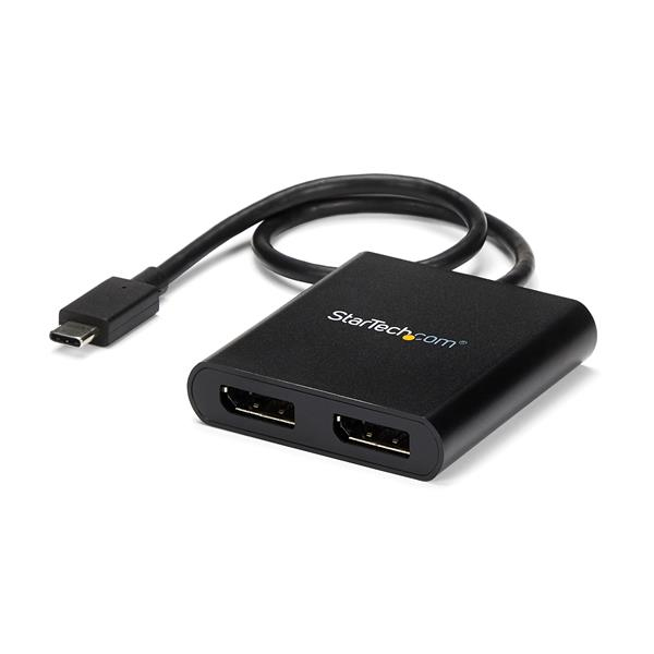 StarTech.com Adattatore USB-C a DisplayPort a due porte, Splitter MST Hub USB Tipo C a doppia porta DP 1.2 - Adattatore Multi-Monitor per doppio DisplayPort 4K 30Hz/1080p 60Hz, Cavo integrato 30cm, S