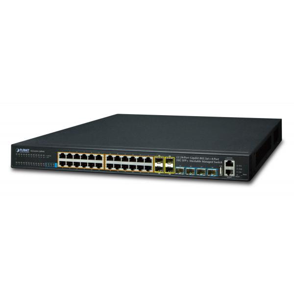 PLANET SGS-6341-24P4X switch di rete Gestito L3 Gigabit Ethernet [10/100/1000] Supporto Power over Ethernet [PoE] 1U Nero (Layer 3 24-Port 10/100/1000T - 802.3at POE + 4-Port 10G - SFP+ Stackable Man
