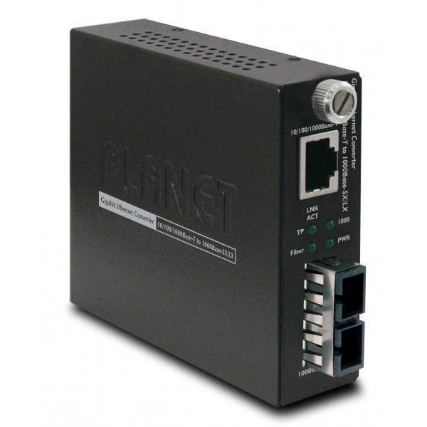PLANET GST-802S convertitore multimediale di rete 2000 Mbit/s 1310 nm Modalità singola Nero (10/100/1000Bas-T t 1000Bas-LX - Smart Gigabit Converter Single - Mode] - Warranty: 36M)