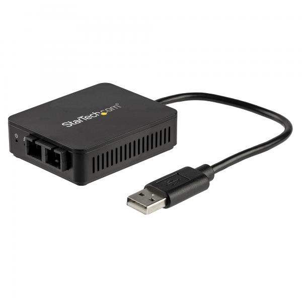 StarTech.com Convertitore da USB a fibra ottica - 100 Mbps - Adattatore di rete compatto da USB 2.0 a fibra - Compatibile con fibra multimodale duplex femmina 100Base-FX SC / MMF - 2Km - Da USB a fib