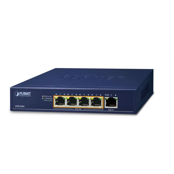 PLANET POE-E304 moltiplicatore di rete Ricevitore e trasmettitore di rete Blu 10, 100, 1000 Mbit/s (1-P 60W Ultra PoE to 4-P - 802.3af/at Gigabit PoE Extende - r - Warranty: 36M)