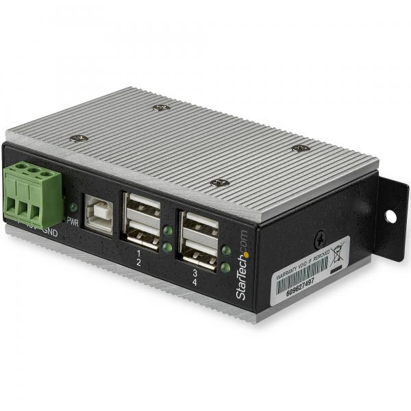 StarTech.com Hub USB 2.0 a 4 porte - Hub USB-A industriale in metallo [4x USB-A] con protezione ESD e da sovratensioni - Temp. di funzionamento estesa da -40&deg;C a 85&deg;C - Montaggio su guida DIN