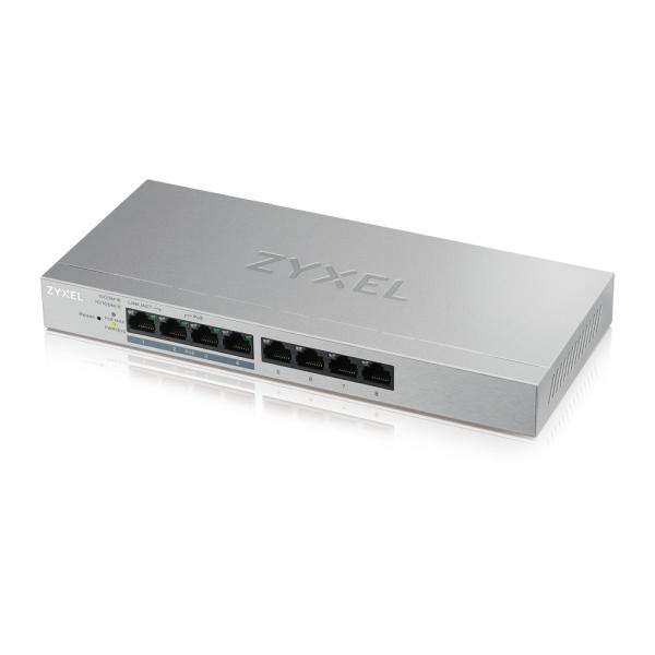 Zyxel GS1200-8HP v2 Gestito Gigabit Ethernet [10/100/1000] Supporto Power over Ethernet [PoE] Grigio (Zyxel GS1200-8HP v2 - Switch - Managed - 4 x 10/100/1000 + 4 x 10/100/1000 [PoE+] - desktop - PoE