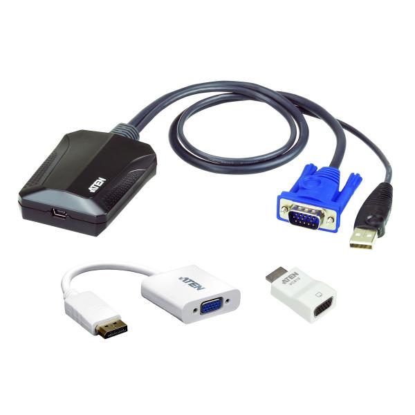 ATEN CV211CP-AT switch per keyboard-video-mouse [kvm] Nero (ATEN CV211CP Laptop USB KVM Console Crash Cart Adapter IT Kit - KVM switch - 1 x KVM port[s] - 1 local user - desktop)