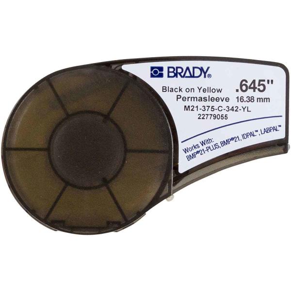 Brady M21-375-C-342-YL etichetta per stampante Giallo Etichetta per stampante non adesiva (PermaSleeve Heat-shrink - Polyolefin Sleeve for M211 - M210 BMP21-PLUS BMP21 Shrinking - Warranty: 12M)