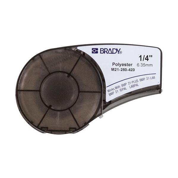 Brady M21-250-423 nastro per etichettatrice Nero su bianco (Polyester tape for M211 M210 - BMP21-PLUS BMP21-LAB Polyester - Warranty: 12M)