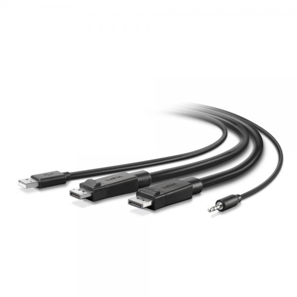 Belkin F1D9020B06T cavo per tastiera, video e mouse Nero 1,8 m (DUAL DP/USB/AUD SKVM CBL - DP M/M USB A/B 6IN)