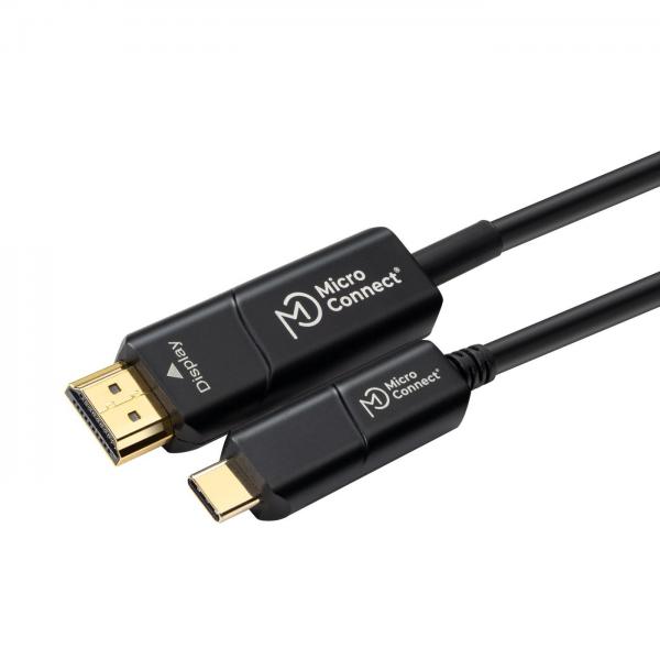 Microconnect USB3.1CHDMI15OP cavo e adattatore video 15 m USB tipo-C HDMI Nero (Premium USB-C HDMI fiber - cable 15m 15m USB-C to HDMI - 2.0 cable 4K 60Hz,18Gbps - Warranty: 300M)