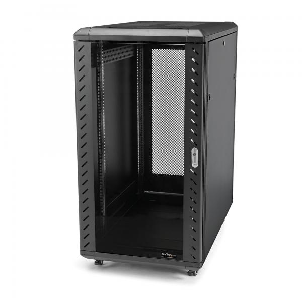 StarTech.com Armadio Rack 19 18U su Ruote a 4 Montanti, Server Rack 19 pollici Mobile con pannelli laterali romovibili e serratura. Rack Dati con Profondità Regolabile per apparecchiature informatich