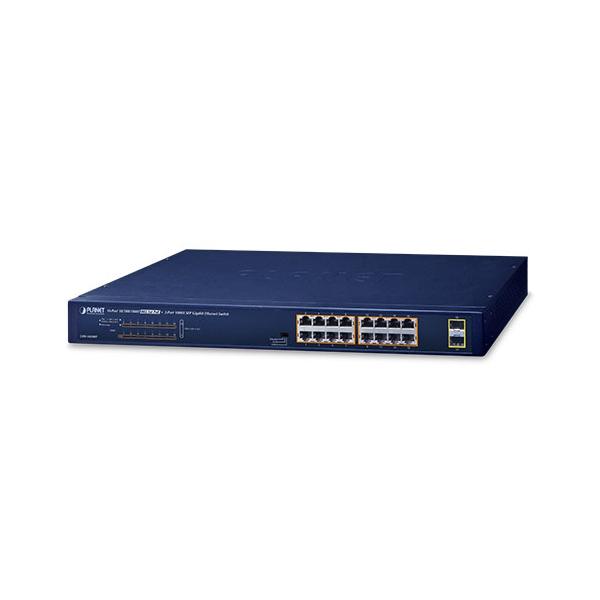 PLANET GSW-1820HP switch di rete Non gestito Gigabit Ethernet [10/100/1000] Supporto Power over Ethernet [PoE] 1U Blu (16-Port 10/100/1000T 802.3at - PoE + 2-Port 1000X SFP - Ethernet Switch GSW-1820
