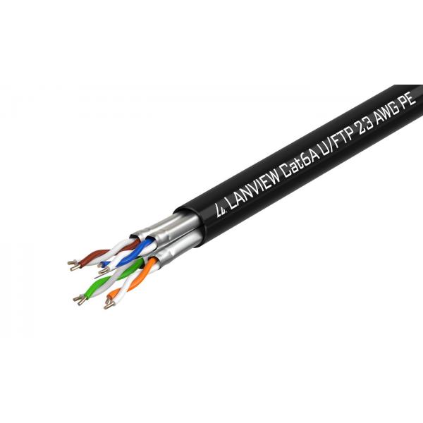 Lanview LVN122445 cavo di rete Nero 500 m Cat6a U/FTP [STP] (Cat6a U-FTP Network Cable - 4x2xAWG23 PE black 500m - Outdoor - Warranty: 300M)