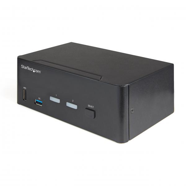 StarTech.com KVM Switch HDMI a 2 porte e doppio monitor 4K 60Hz Ultra HD HDR - Switch KVM per computer desktop HDMI 2.0 con 2 porte USB 3.0 Hub [5Gbps] e 4x USB 2.0 HID, Audio - Commutazione con tast