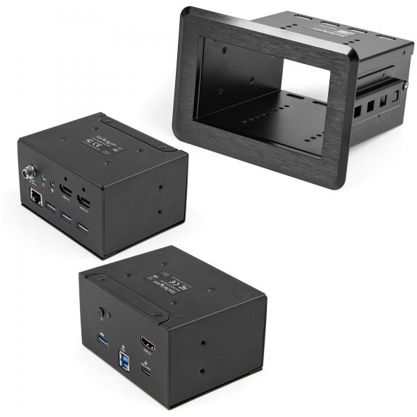 StarTech.com Docking station da tavolo 4K e scatola di connettività - Host USB-C o USB-A, HDMI, 4xUSB, 60W USB-C PD, RJ45 (CONFERENCE ROOM TABLE - CONNECTIVITY BOX W/ LAPTOP DOCKI)