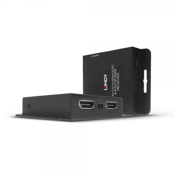 Lindy 38208 moltiplicatore AV Trasmettitore e ricevitore AV Nero (70M Cat.6 Hdmi 4K30 Extender - Warranty: 24M)