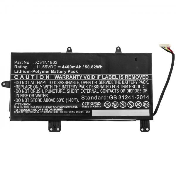 CoreParts MBXAS-BA0284 ricambio per laptop Batteria (Laptop Battery for Asus - 50.82Wh 11.55V 4400mAh - 50.82Wh Li-Polymer 11.55V 4400mAh for Asus UX480FD UX450FD,ZenBook Pro 14 UX480 - Warranty: 12M