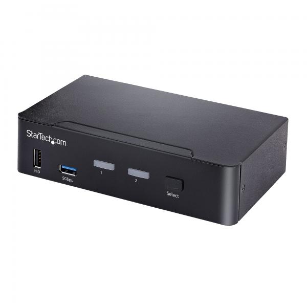 StarTech.com Switch KVM USB C, KVM DisplayPort a 2 porte con video HDR 4K 60Hz UHD, Audio da 3,5 mm, Hub USB con 4x USB HID e 2x USB 3.0 tipo A 5Gbps, Commutazione Hot Key, Compatibile con Thunderbol