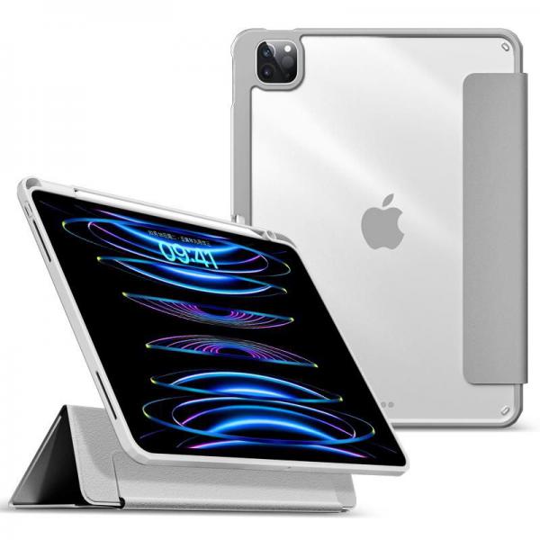 eSTUFF ES68202307-BULK custodia per tablet Custodia a libro Grigio (iPad Pro 12.9 2022/2021 - BOSTON Detachable Mirror - Pencil Case. Grey front/Transparent back. Corner protection - Warranty: 24M)