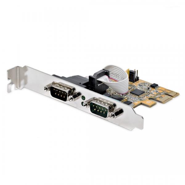StarTech.com Scheda seriale PCI Express a due porte - Scheda di interfaccia seriale da PCIe a 2x RS232 [DB9]- Scheda PCIe con staffe standard o a basso profilo - 16C1050 UART - Ritenzione COM - Windo