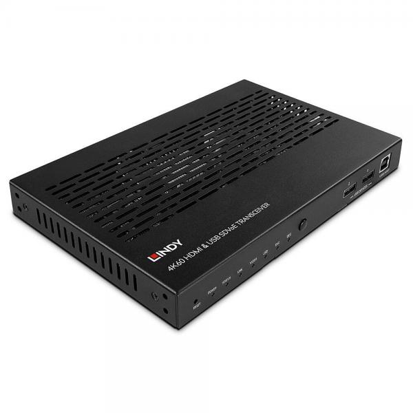 Lindy 38365 moltiplicatore AV Trasmettitore AV Nero (4K60 HDMI & USB SDVoE - Extender - Transceiver - Warranty: 24M)